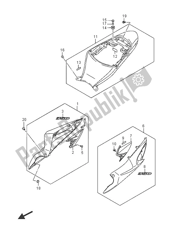 All parts for the Frame Cover (kgl) of the Suzuki GSX R 750 2016