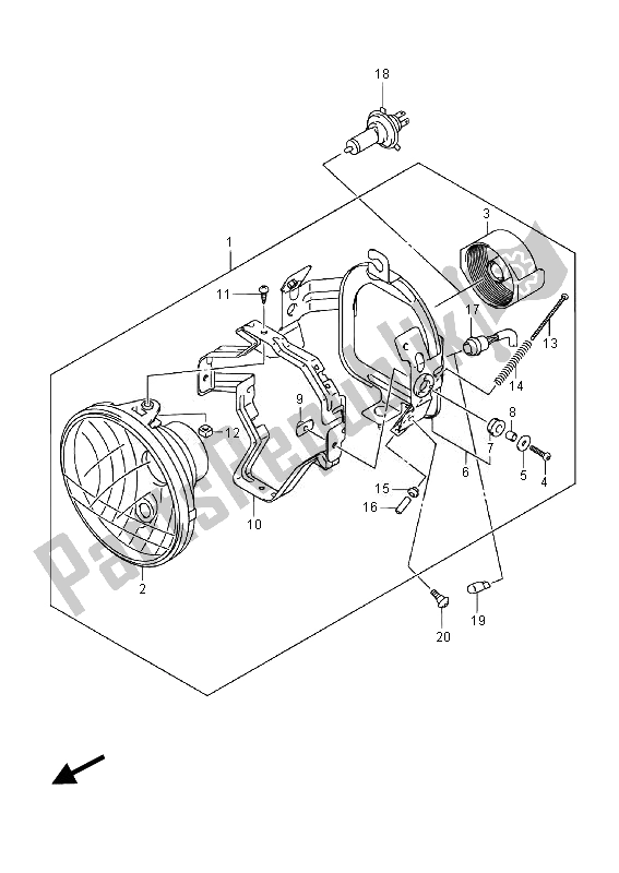 Tutte le parti per il Proiettore (vl800c E19) del Suzuki VL 800 CT Intruder 2014