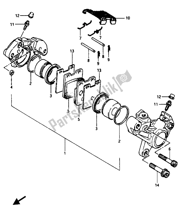 Tutte le parti per il Pinze Anteriori del Suzuki GSX 1100 1150 Eesef 1985