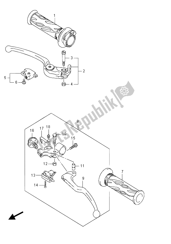 All parts for the Handle Lever of the Suzuki GSX R 1000 2015