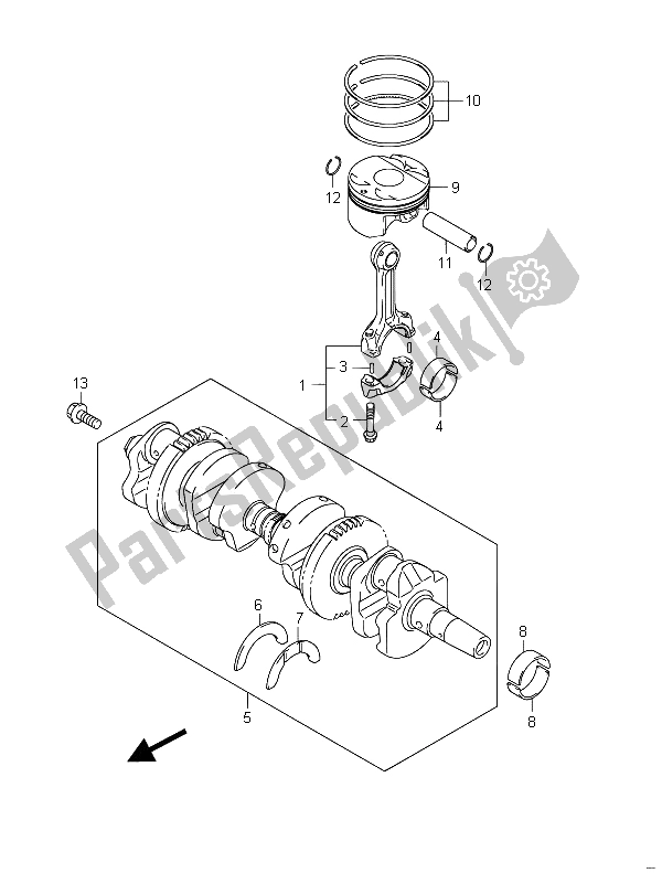 All parts for the Crankshaft of the Suzuki GSF 650 Sasa Bandit 2011