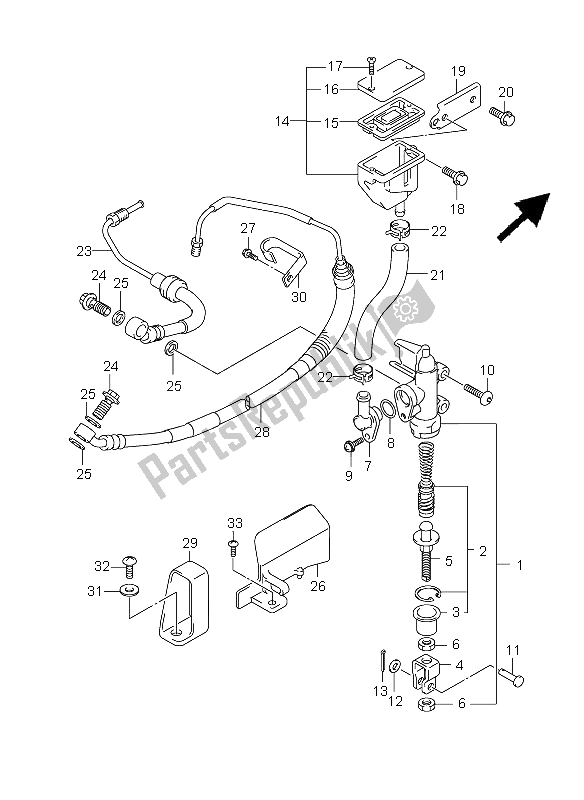 All parts for the Rear Master Cylinder (sv650a-ua-sa-sua) of the Suzuki SV 650 Nsnasa 2008