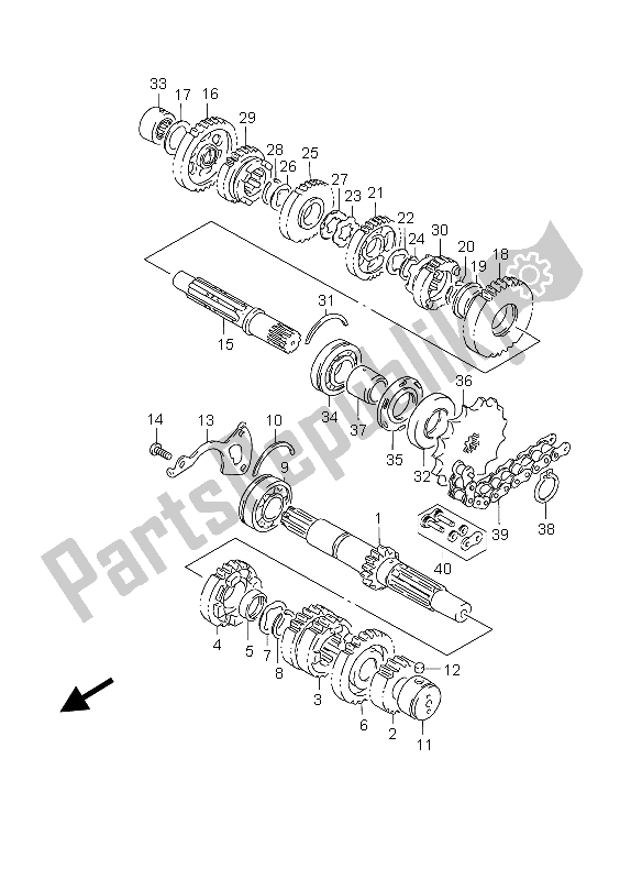 All parts for the Transmission of the Suzuki GS 500 EF 2004