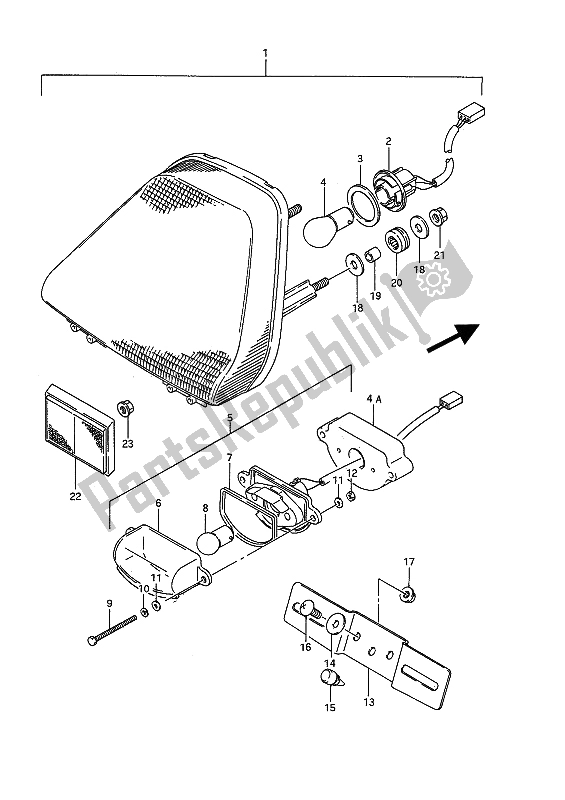 Tutte le parti per il Luce Di Combinazione Posteriore del Suzuki GSX 1100F 1989