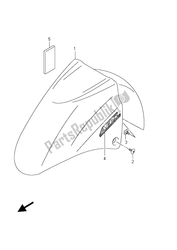 All parts for the Front Fender (an650a E2) of the Suzuki AN 650A Burgman Executive 2011