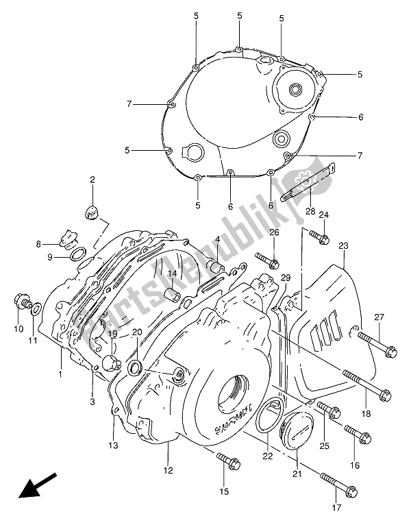 Wszystkie części do Pokrywa Skrzyni Korbowej Suzuki GN 250 1994