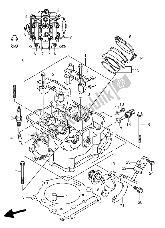 Tutte le parti per il Testata del Suzuki LT A 700X Kingquad 4X4 2005