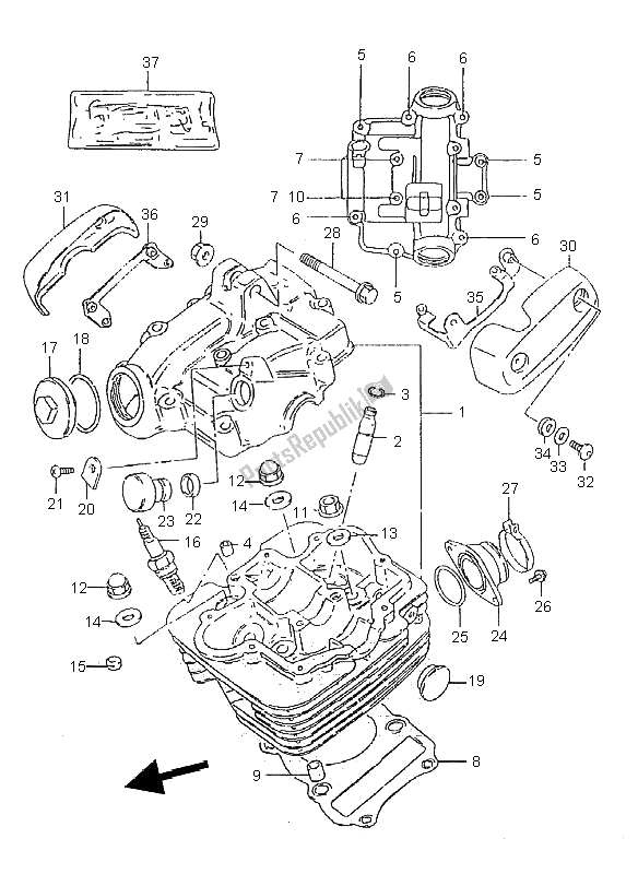 Alle onderdelen voor de Cilinderkop van de Suzuki GZ 125 Marauder 1998