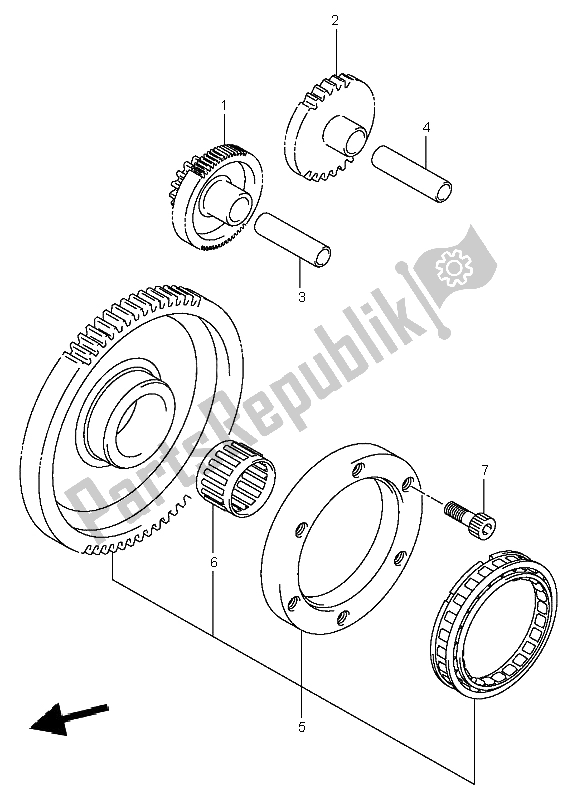 All parts for the Starter Clutch of the Suzuki LT A 400F Eiger 4X4 2004