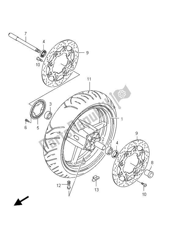 Tutte le parti per il Ruota Anteriore (gsx650fa E21) del Suzuki GSX 650 FA 2012