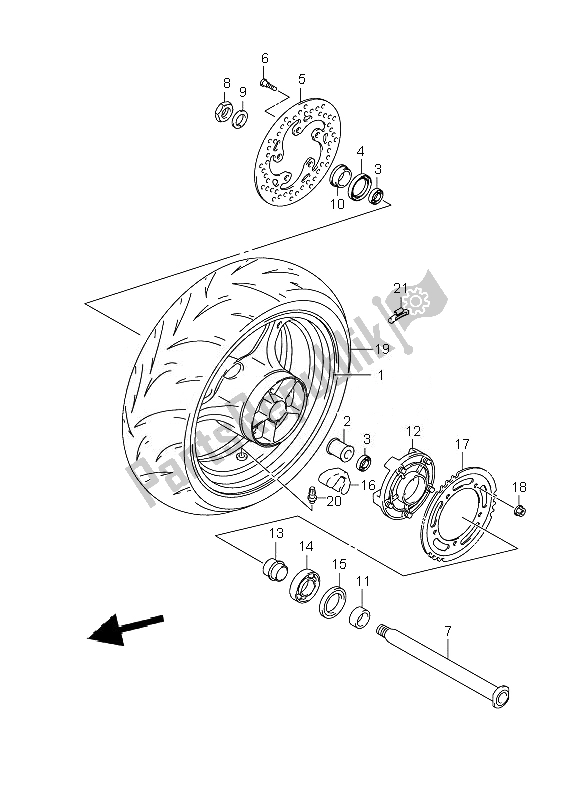 Toutes les pièces pour le Roue Arrière du Suzuki GSX R 1000 2007