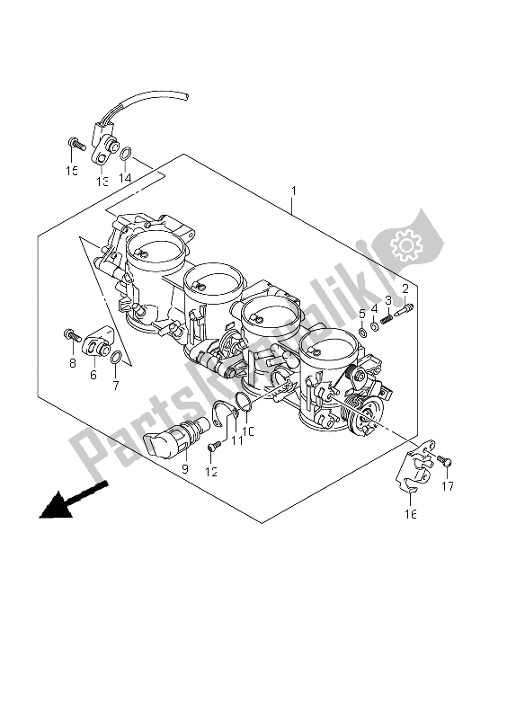 All parts for the Throttle Body (gsx1300r E2) of the Suzuki GSX 1300R Hayabusa 2011