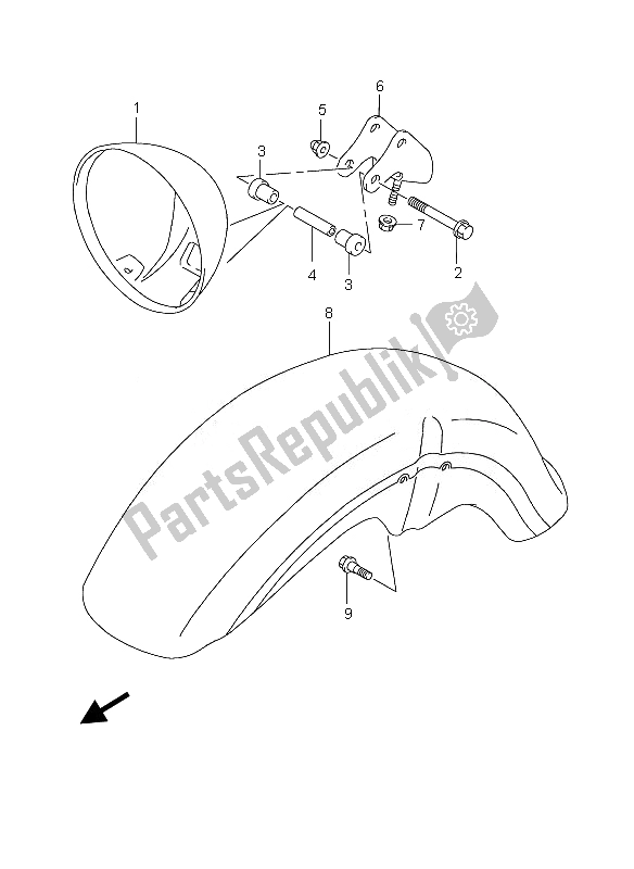 All parts for the Headlamp Housing of the Suzuki GZ 250 Marauder 2007