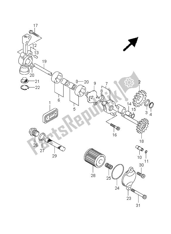 All parts for the Oil Pump of the Suzuki RM Z 450 2008