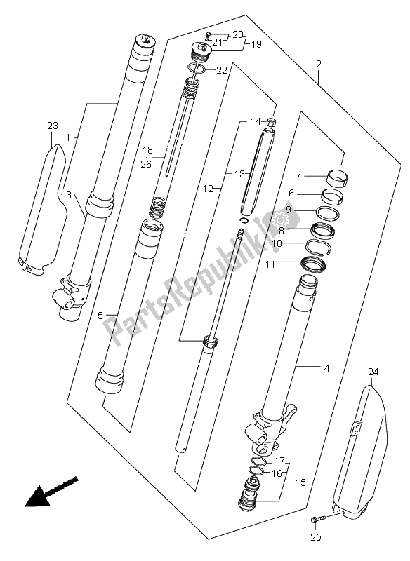 Tutte le parti per il Ammortizzatore Forcella Anteriore del Suzuki RM 85 SW LW 2006