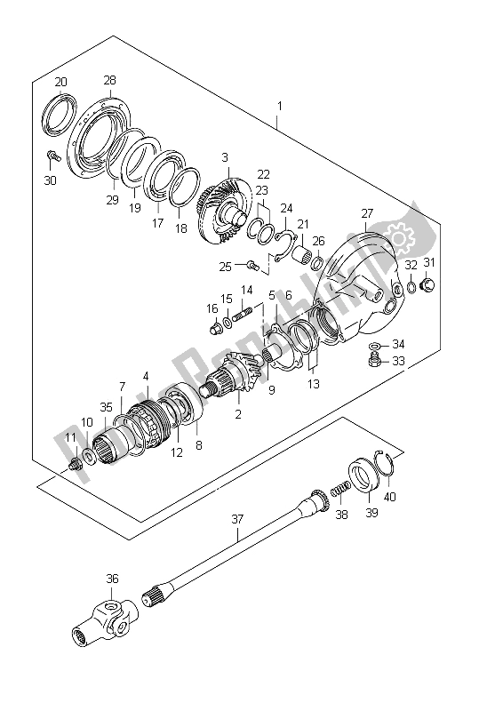 All parts for the Propeller Shaft & Final Drive Gear of the Suzuki C 800 VL Intruder 2012