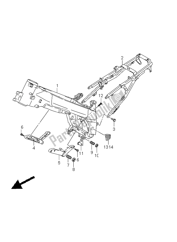 All parts for the Frame of the Suzuki DL 650A V Strom 2011