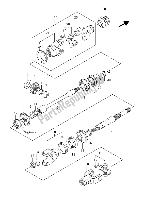 All parts for the Secondary Drive (lt-a400f) of the Suzuki LT A 400 FZ Kingquad ASI 4X4 2015