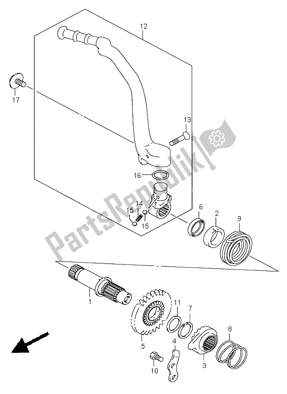 All parts for the Kick Starter of the Suzuki RM 250 2005