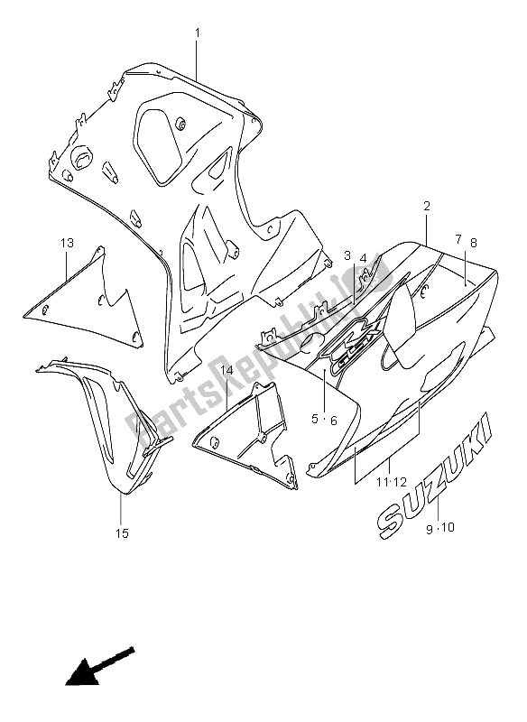 Alle onderdelen voor de Onder Motorkap van de Suzuki GSX R 600 2001