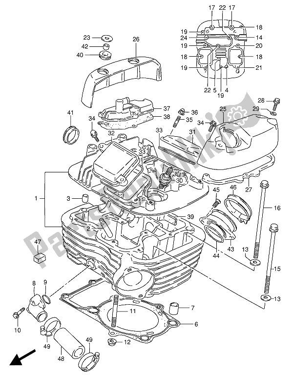 Toutes les pièces pour le Culasse (arrière) du Suzuki VS 800 GL Intruder 1994