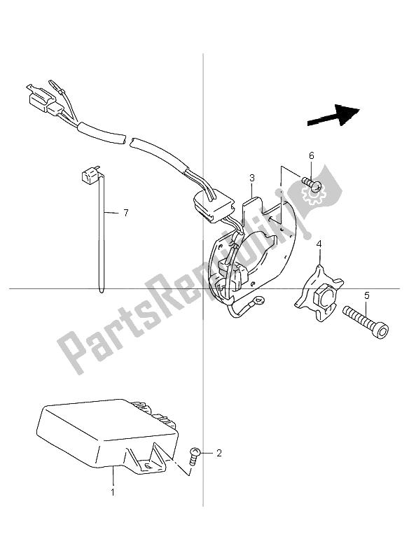 All parts for the Signal Generator of the Suzuki GSX 1200 Inazuma 2001