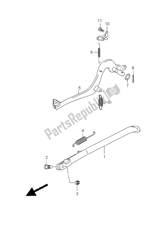 All parts for the Stand & Brake Pedal of the Suzuki DR 125 SM 2009