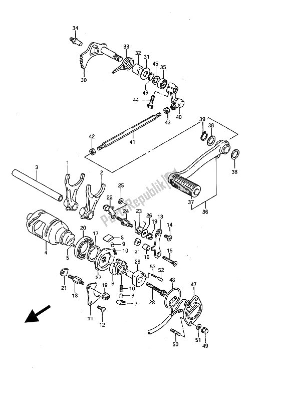 Alle onderdelen voor de Schakelen van de Suzuki VS 1400 Glpf Intruder 1992