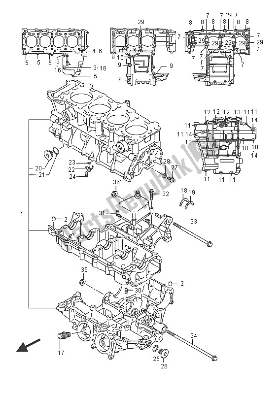 All parts for the Crankcase of the Suzuki GSR 750A 2016