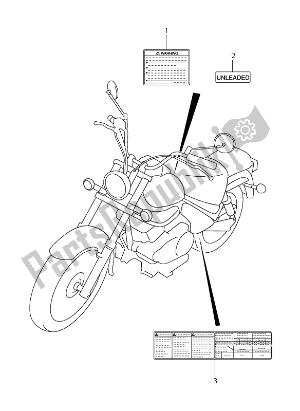 Tutte le parti per il Etichetta del Suzuki VL 125 Intruder 2002