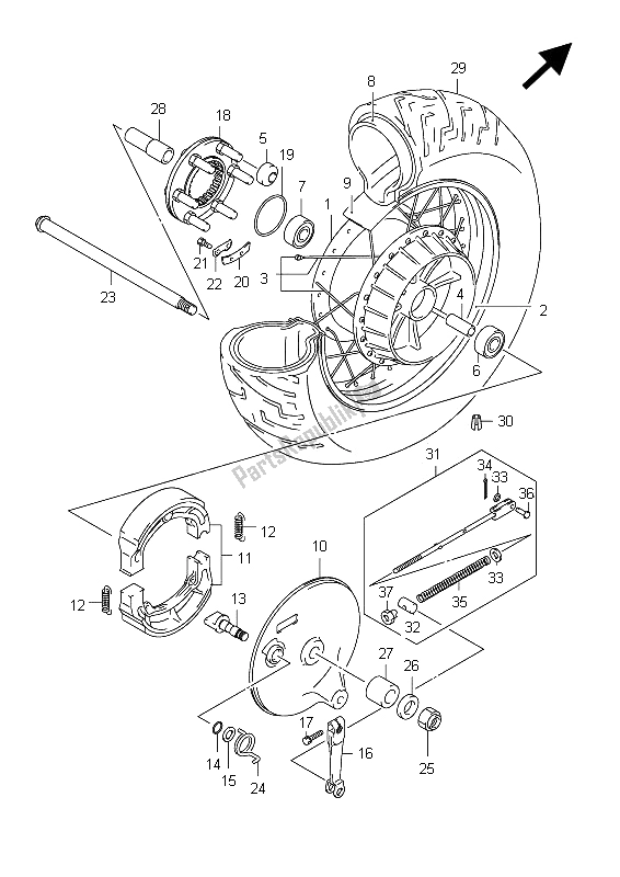 Todas las partes para Rueda Trasera (vl800 E19) de Suzuki C 800 VL Intruder 2012