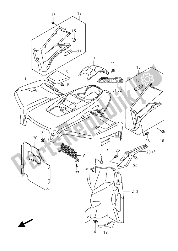 All parts for the Front Fender (lt-a750xz) of the Suzuki LT A 750 XZ Kingquad AXI 4X4 2014