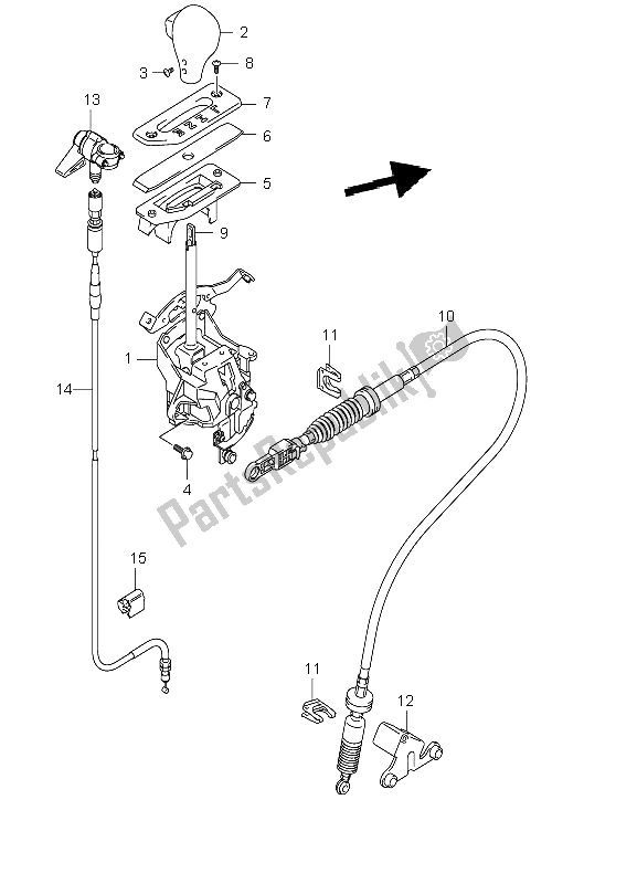 All parts for the Shift Lever of the Suzuki LT A 400F Eiger 4X4 2002