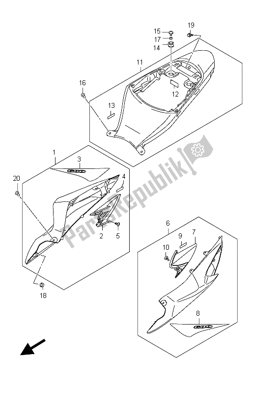 All parts for the Frame Cover (gsx-r600 E21:glr) of the Suzuki GSX R 600 2012