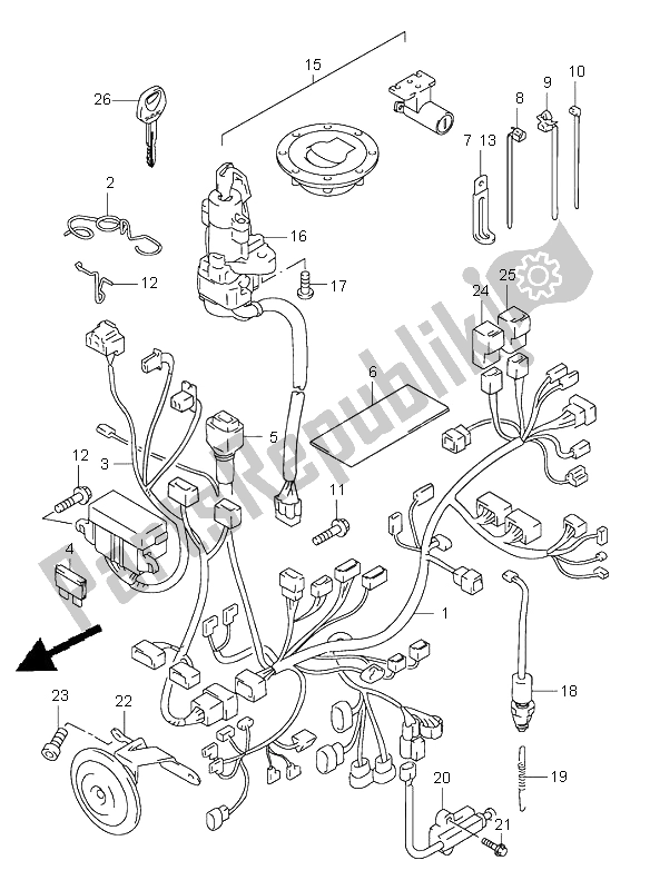 All parts for the Wiring Harness of the Suzuki TL 1000S 1999