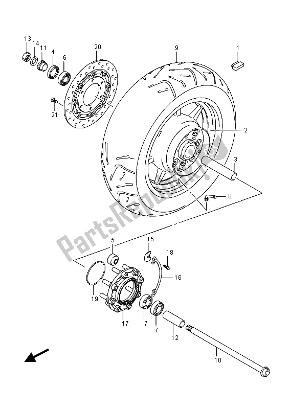 Tutte le parti per il Ruota Posteriore del Suzuki VL 1500 BT Intruder 2015