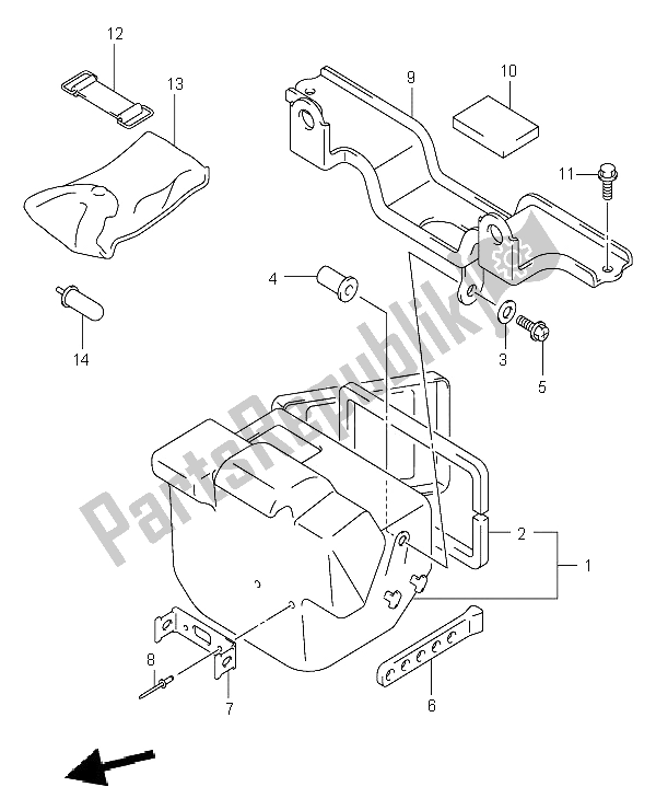 All parts for the Rear Box of the Suzuki LT A 400 Eiger 4X2 2006