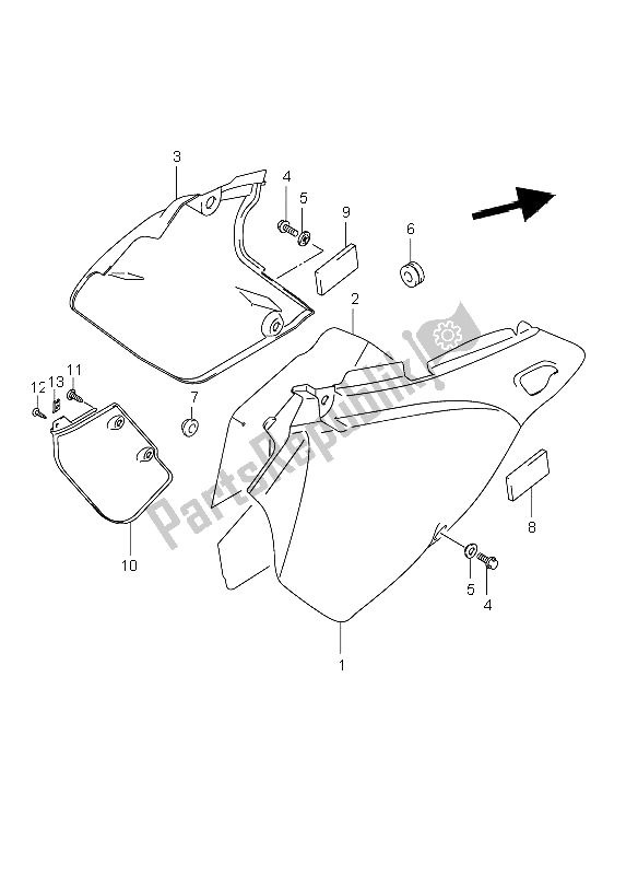 All parts for the Frame Cover of the Suzuki DR Z 400E 2009