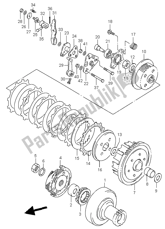 All parts for the Clutch of the Suzuki LT F 160 Quadrunner 2005