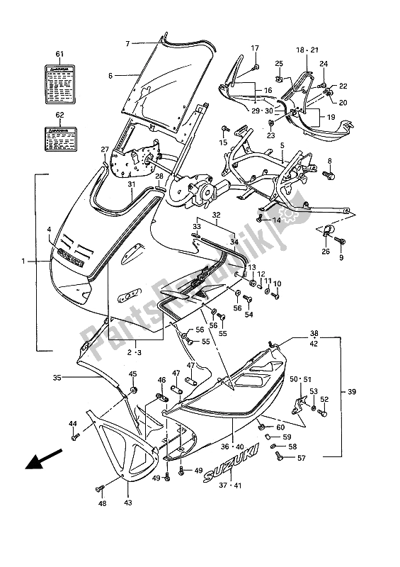 Tutte le parti per il Cowling (24v) del Suzuki GSX 1100F 1990