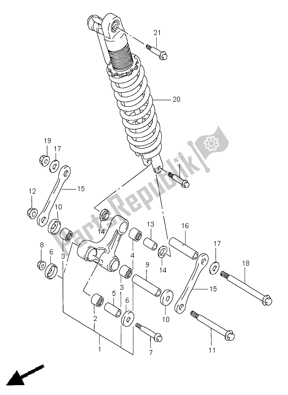 All parts for the Rear Cushion Lever of the Suzuki DR 650 SE 1999