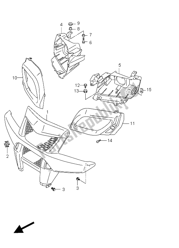 All parts for the Front Grill of the Suzuki LT A 750X Kingquad AXI 4X4 Limited 2008