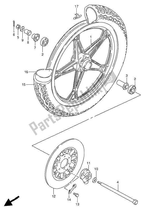 Tutte le parti per il Ruota Anteriore (gn250e) del Suzuki GN 250 1994