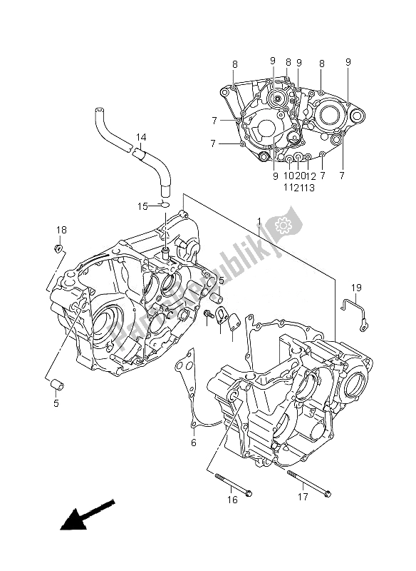 All parts for the Crankcase of the Suzuki RM Z 450Z 2007