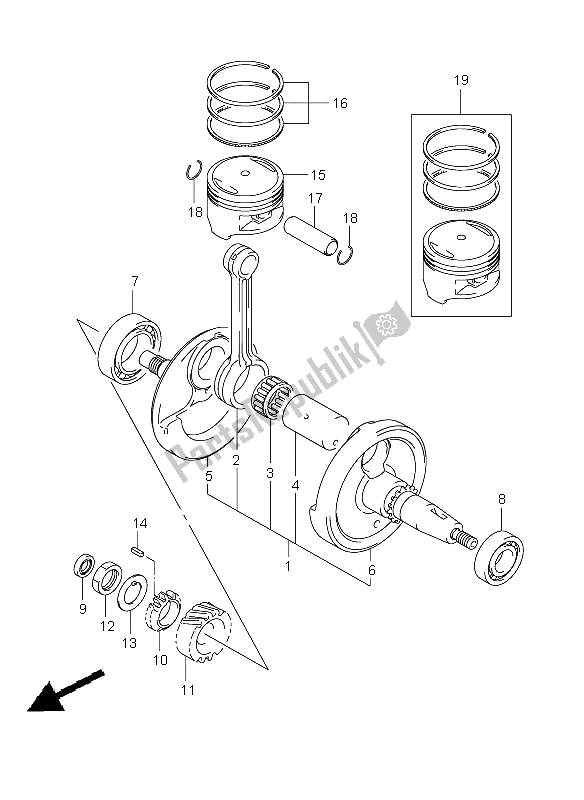 All parts for the Crankshaft of the Suzuki RV 125 Vanvan 2009