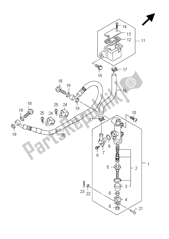 Tutte le parti per il Pompa Freno Posteriore (gsx650f E24) del Suzuki GSX 650 FA 2012