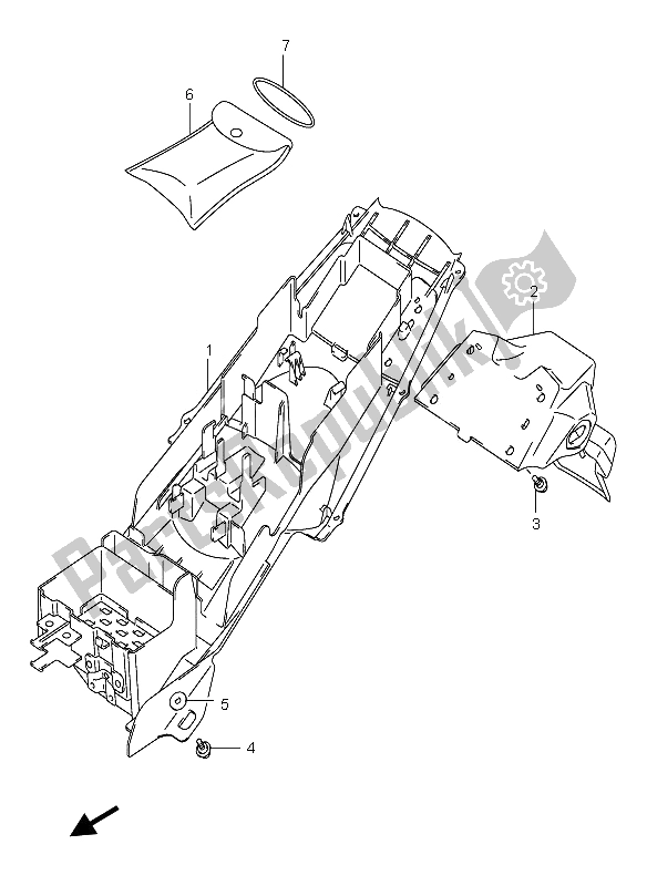 All parts for the Rear Fender of the Suzuki GSX R 600X 2005