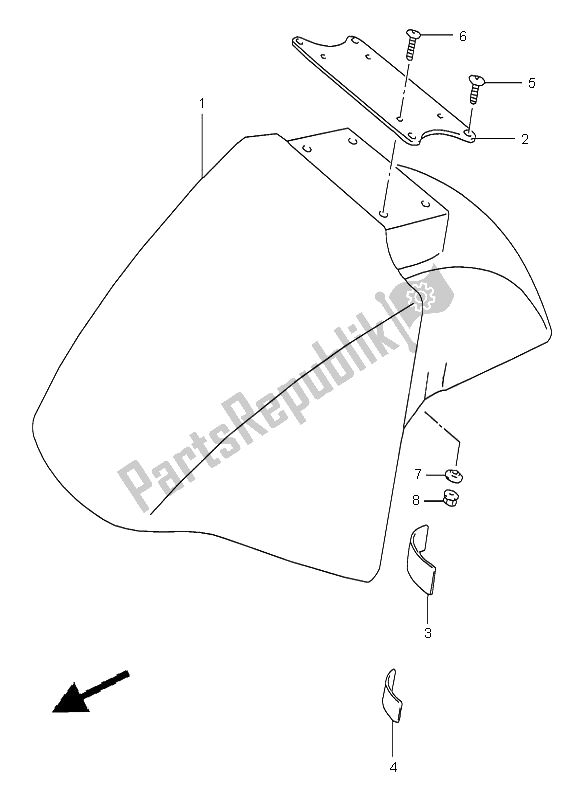 Alle onderdelen voor de Voorspatbord van de Suzuki GSX 600F 1997