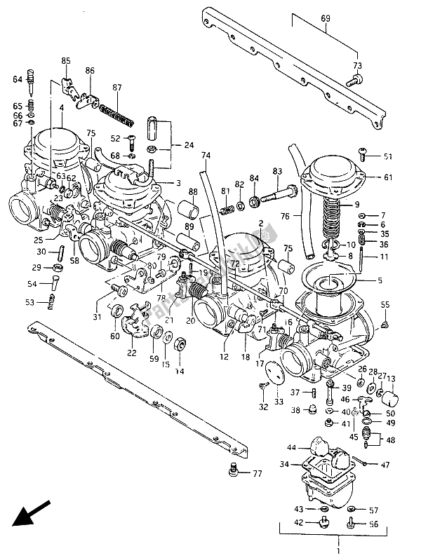 All parts for the Carburetor of the Suzuki GSX 750 Esefe 1985