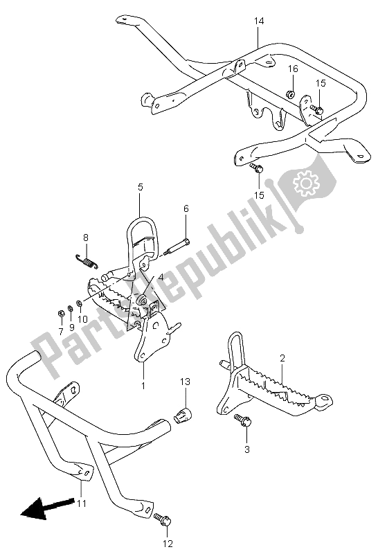 All parts for the Footrest of the Suzuki LT F 160 Quadrunner 2003